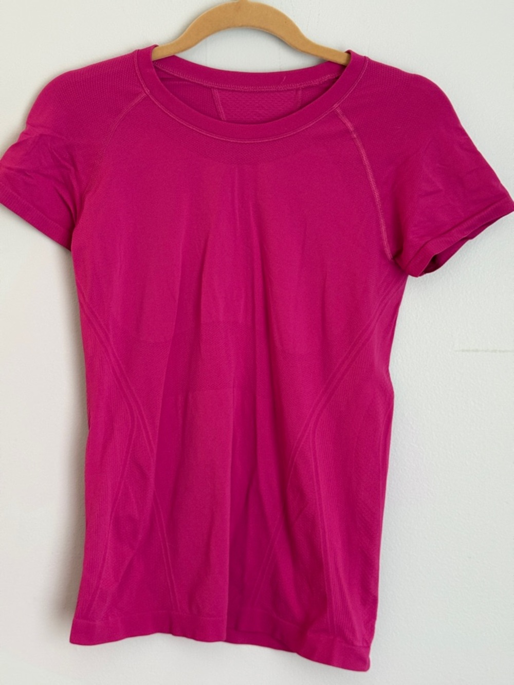 Athleta Short Sleeve Crew Top - Fuchsia tech fabric